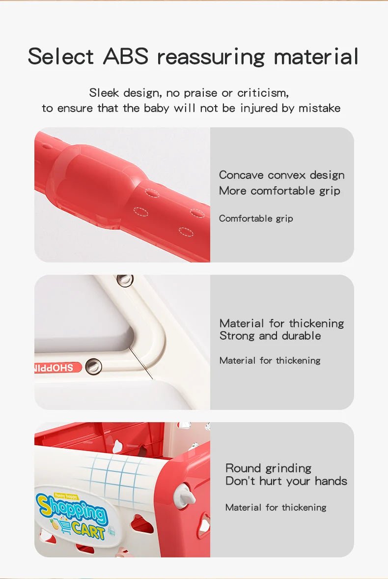 Baby Shopping Cart Toy Mini Supermarket Trolley with Music and Play Food for Kids